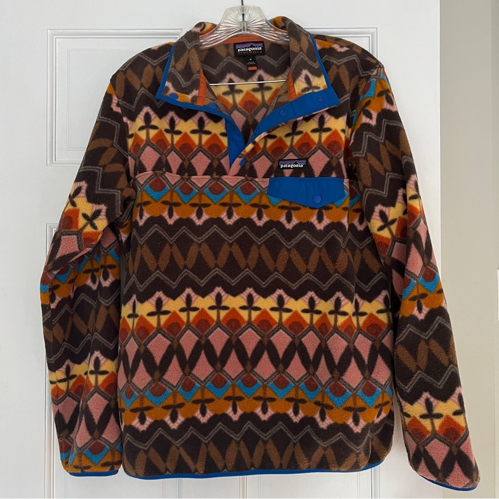 Patagonia Synchilla Snap-T Fleece Pullover M Companions Big Anthos Pink EUC
